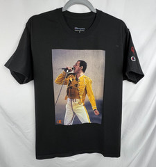 CHAMPION QUEEN Official Merch Graphic T-Shirt Medium Black Freddie Mercury Band