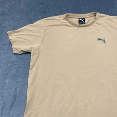 Puma Better Essentials T-Shirt Mens 2XL Beige Spell Out Graphic Everyday Wear