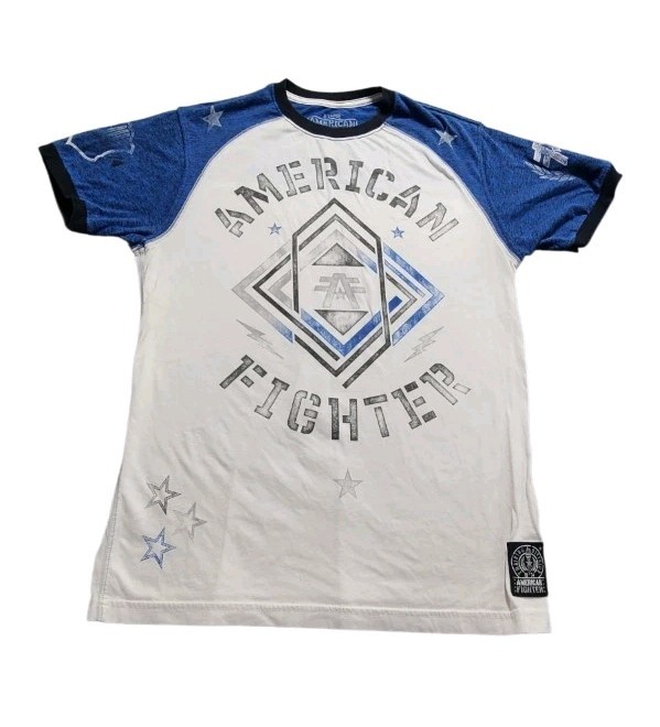 Buckle AMERICAN FIGHTER Men’s Size XL Blue White Black T-shirt