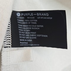 PURPLE BRAND T-Shirt Mens Medium Silver-Effect Textured Knit Logo Tee Streetwear