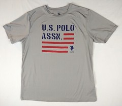 US Polo Assn. Gray T-Shirt (Men Size L Large) USPA Polyester Flag Sports