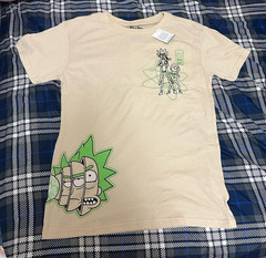 Rick and Morty Men’s M Regular Fit Crew Neck Short Sleeve Graphic Tee Beige