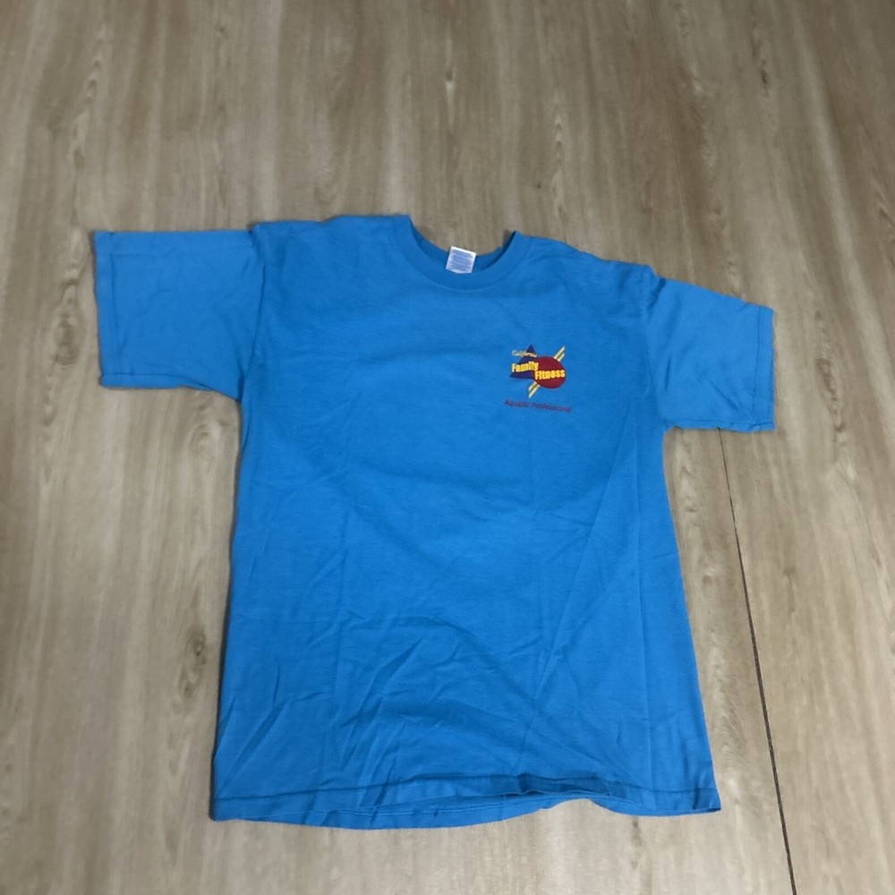 California Family Fitness Aquatic Professional Blue T-Shirt Mens Size L