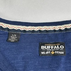 Buffalo David Bitton Henley T Shirt Mens Large Navy Blue Short Sleeve Snap Tee