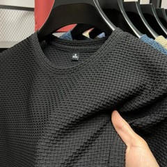Bamboo Mesh Ice Silk Summer Slim Fit T-Shirt Men’s Short Sleeved Round Neck