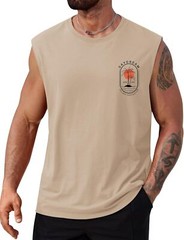 Mens Muscle Tank Top Summer Beach Vacation Shirt Palm Tree Graphic Quick Dry