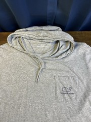 Vineyard Vines Hoodie Shirt Men Medium Lightweight Pullover Whale Logo Gray