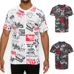 Victorious Men’s Casual All Over Newspaper Letter Graphic T-Shirt TS7472
