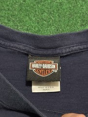 Harley Davidson Emblem Logo Blue Silver Large Y2K Biker Vintage T Shirt