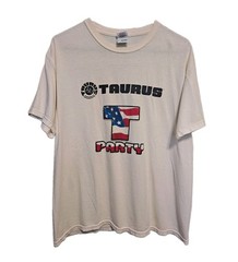 Vintage T Party Taurus Judge White T-shirt Size Large Used As-Is Distressed