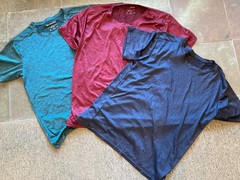 Real Essentials Men’s T-shirts 3 Pack Size LARGE Green Navy Burgandy work out