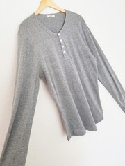 Buck Mason Men’s L Vintage Tri-Blend Long Sleeve Henley Shirt Top Heathered Gray