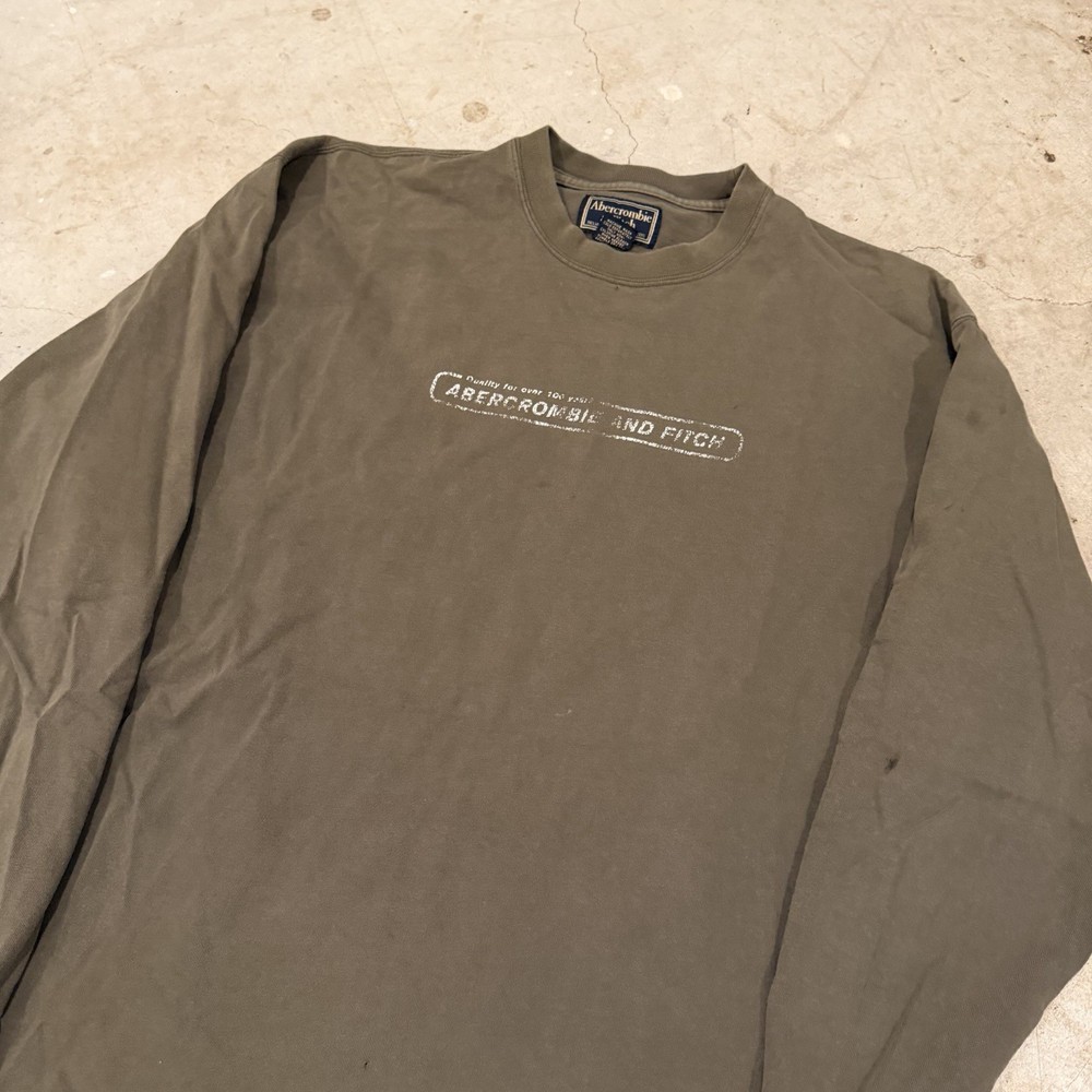 Vintage Abercrombie And Fitch Long Sleeve Tshirt Mens Medium Olive Green Faded