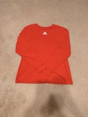 Adidas Amplifier Tee Long Sleeve Shirt Mens 2XL Orange Crew Neck Cotton Gym