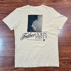 Father John Misty T-Shirt Size Medium Tan Cream Double Sided Presentation Tee