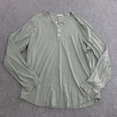Buck Mason Henley Shirt Mens XL Green Long Sleeve 100% Cotton Casual Tee Top