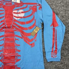 LRG Dead Serious Shirt Mens XL Blue Skeleton Lifted Research Group Kanye Glow