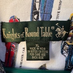Knights of Round Table mens XL white shirt vintage classic car graphic cotton