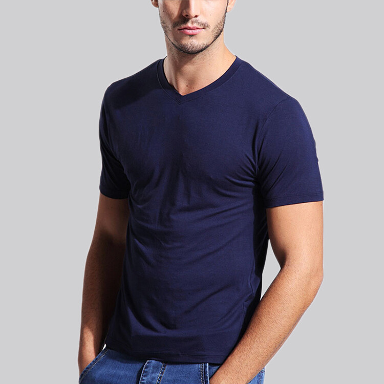 Men’s Ultra Soft Smooth T Shirt Bamboo Viscose Short Sleeve Casual Tee Navy Blue