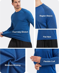 MLYENX Men Long Sleeve Shirts UPF50 Quick Dry Workout 7 Pack