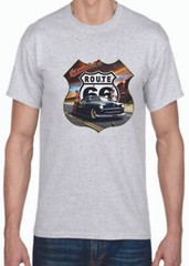 Adult DryBlend® T-Shirt – ( GET YOUR LICKS ON ROUTE 66 (SLED LOW RIDER)- HOT ROD