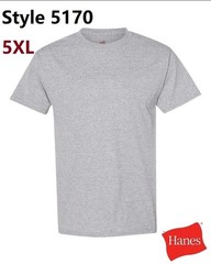 Hanes 5170 5XL EcoSmart Crewneck Short Sleeve Tee Pit to Pit 31″ Light Steel
