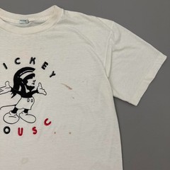 Vintage 80s Mickey Mouse Usc Shirt White Polycotton Single Stitch True Large