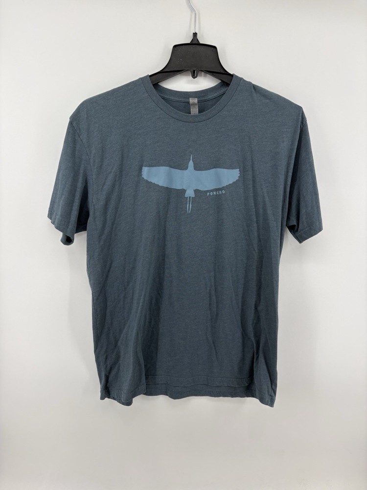 Poncho Outdoors T Shirt Gray/Blue Sandhill Glider Graphic Short Sleeve Mens XL