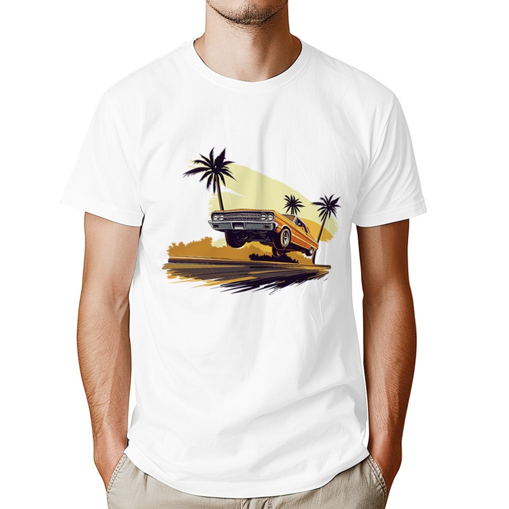 Men’s California Vintage Car Graphic T-Shirt Retro Car Culture Crew Neck Tee
