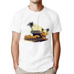 Men’s California Vintage Car Graphic T-Shirt Retro Car Culture Crew Neck Tee