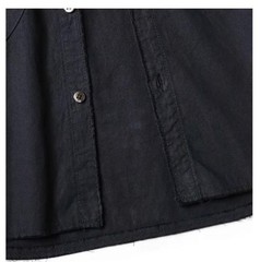 Anniay-lin/kapital Cotton Linen Double-Pocket Irregular Loose Long-Sleeved Shirt