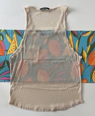 INCERUN Men’s Gold Size XL Scoop Neck Sheer Mesh Metallic Pocket Tank Top