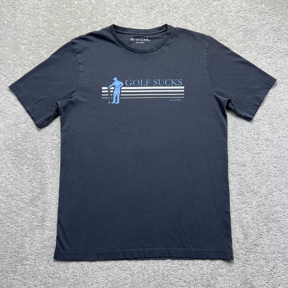 TravisMathew T-Shirt Mens M Gray Blue Golf Sucks Graphic Pima Cotton Streetwear
