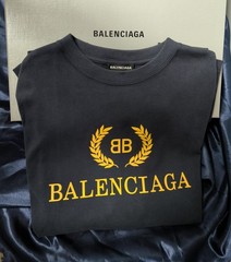 Balenciaga BB Laurel Logo Oversized T-Shirt Navy Blue