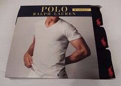3 POLO RALPH LAUREN BLACK 100% COTTON V NECK T SHIRTS UNDERSHIRTS S M L XL XXL