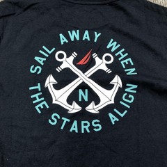 Nautica Shirt Mens Medium Blue Sailing Graphic Tee Tagless Nautical Long Sleeve
