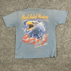 Union Line T-Shirt Mens XL Blue SMART Local 441 Graphic USA Workwear Distressed
