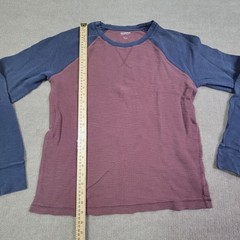 Arizona Jean T-Shirt Mens Large Red Blue 100% Cotton Knit Raglan Sleeve Pullover