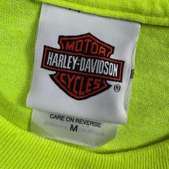 Harley Davidson T Shirt Men M Neon Yellow Cascade Pinup Bend Oregon Bikercore