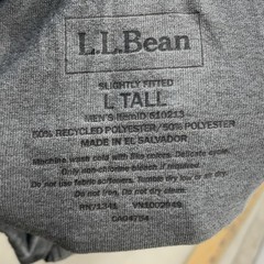 LL Bean Men Size Large TALL LT Shirt 1/4 Zip Pullover Top Gray Base Layer