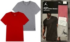 New in Box NIKE men’s $42 JORDAN FLIGHT 2 pack Cotton Stretch Crew Neck Shirts L