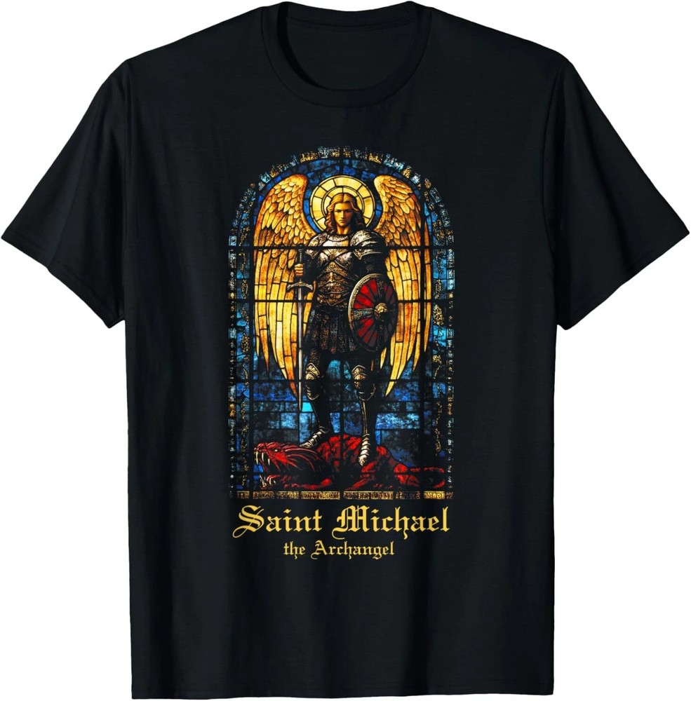 Saint Michael the Archangel St. Michael Stained Glass T-Shirt