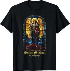 Saint Michael the Archangel St. Michael Stained Glass T-Shirt