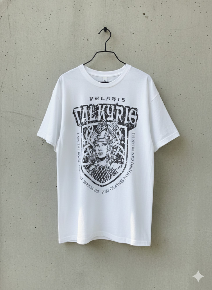 ACOTAR Velaris Valkyrie Graphic White Unisex Oversized T-Shirt – S015
