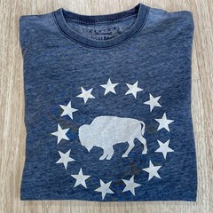 Lucky Brand T-Shirt Men’s L Jet Black (Gray) Buffalo Stars Venice Burnout Tee SS