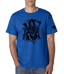 American Grim Reaper T-Shirt Military AR 15 Skull with American Flag