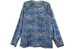 Tommy Bahama Island Zone Rash Guard Sz L Kingdom Blue Monte Rio Geo Crewneck