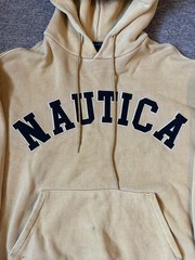 NAUTICA 22SS Arch Logo Hoodie, Size L, Cotton, BEG 221-1220 Vintage