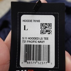 NEW 5.11 Tactical Shirt Mens L Blue Hooded Long Sleeve Hoodie Graphic Logo Tee