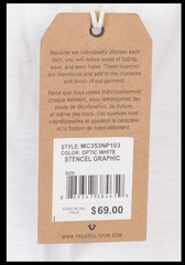 $69 TRUE RELIGION White Black STENCEL Short Sleeve Graphic T-shirt NWT